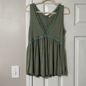 Green tank top.